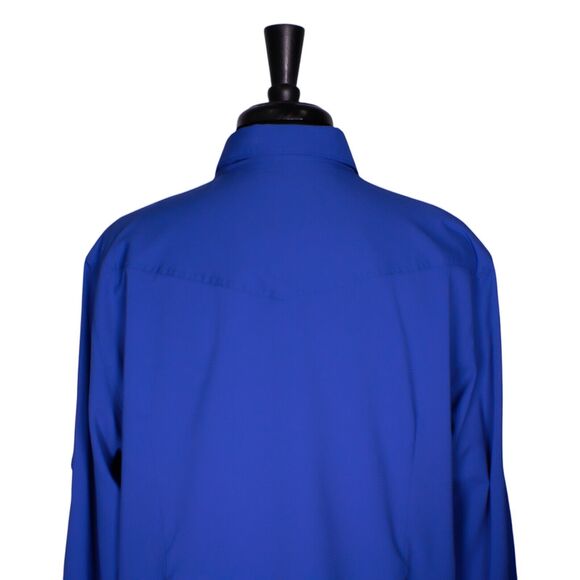 Columbia Womens Shirt Button Up Royal Blue PFG Omni Shade Pleated Pockets Top XL - Picture 8 of 10